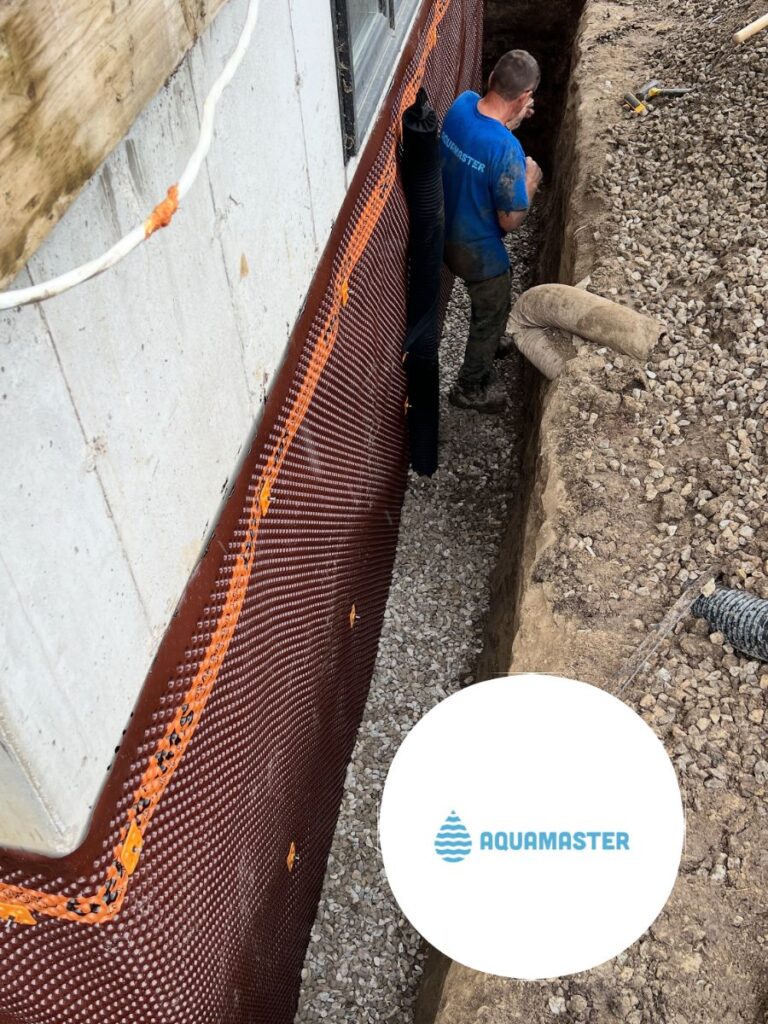 basement waterproofing membrane installation in Markham